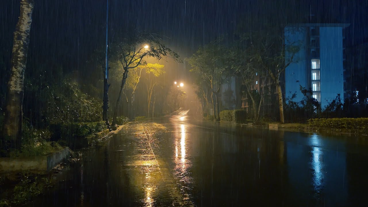 Heavy Rain in the Middle of the Night | Insomnia Relief, Tinnitus Relief, White Noise