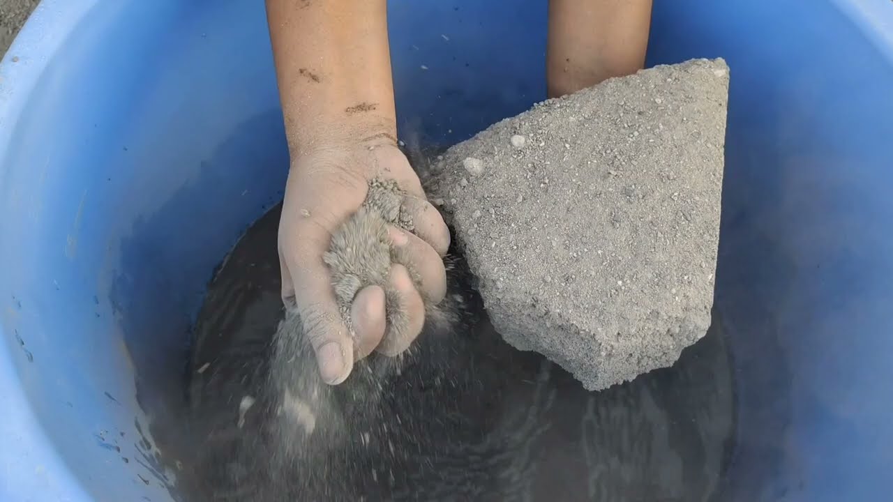 Gritty Grainy sand cement crumbling in water 💦 SA ASMR