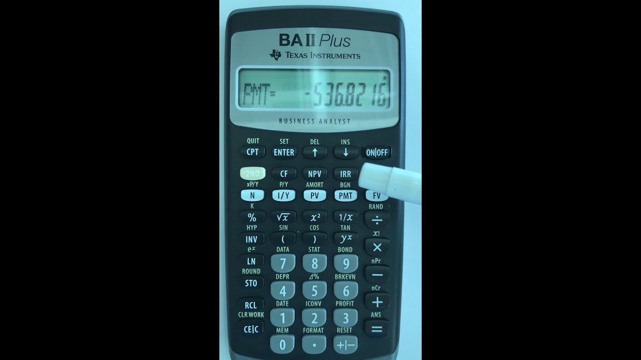 TI BA II Plus 30 Year Fixed Rate Mortgage Monthly Payment Calculation