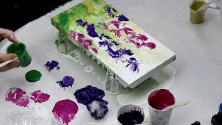 (812) How to Paint Beautiful Flowers with the Saran Wrap Dip Technique of Acrylic Pour Painting