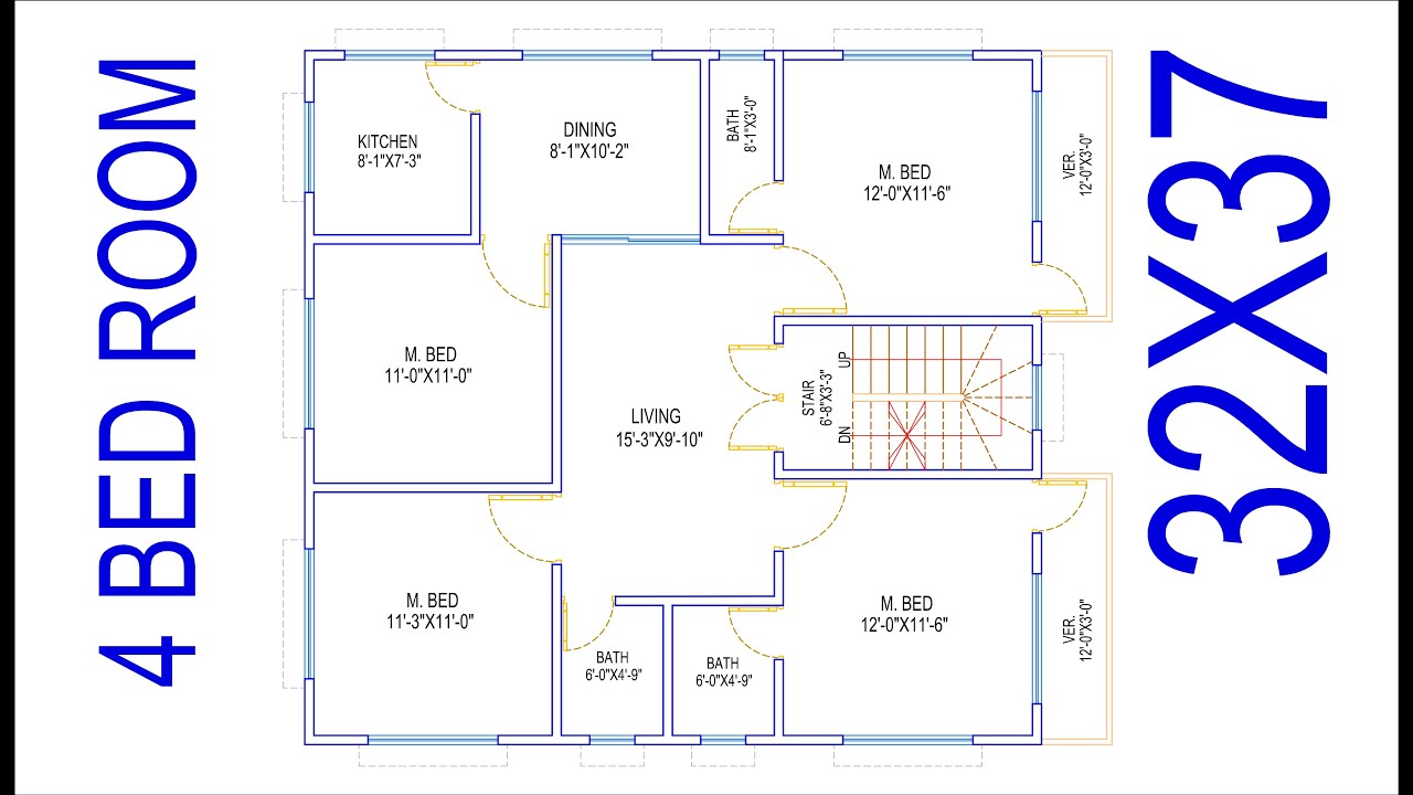 HOUSE PLAN DESIGN | EP 12 | 1200 SQUARE FEET 4 BEDROOMS HOUSE PLAN ...