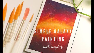 Simple galaxy painting in red and yellow | Acrylic painting time lapse (space art)