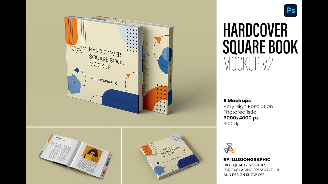 Hardcover Square Book Mockup V2 - Youtube