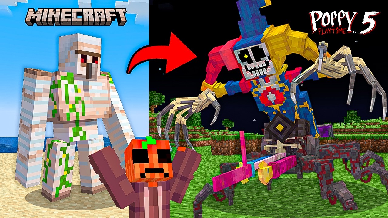 Convertí a los MOBS en POPPY PLAYTIME 5 en Minecraft!