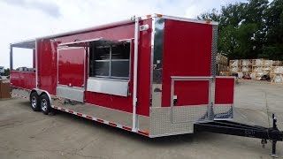 Concession Trailer 8.5' x 28' Red Catering Event Food Trailer