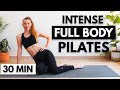 30 min intense full body pilates  intermediate pilates mat workout at home  no equipment