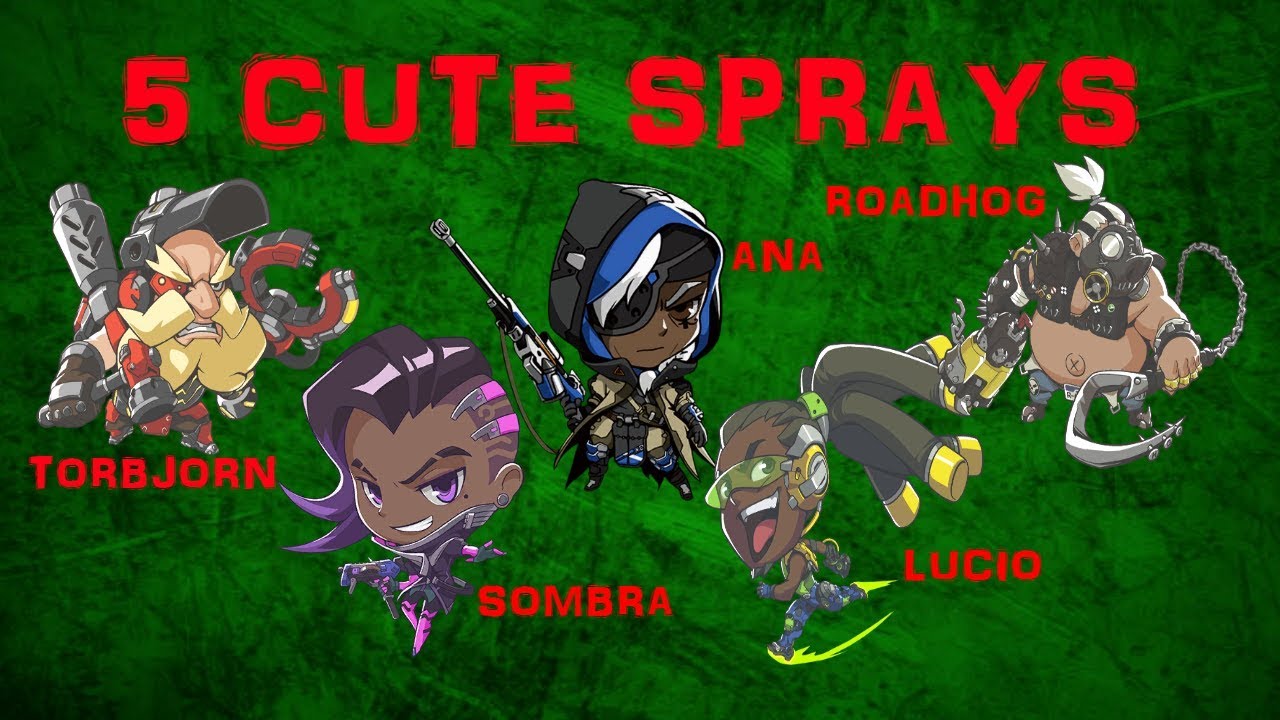 [Overwatch]5 CUTE SPRAYS!TORBJORN,SOMBRA,ANA,LUCIO,ROADHOG!!