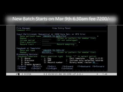 Mainframe Developer - START CODING | New Batch Starts Mar 9th 2023| By Anil Polsani | +91-9908502542
