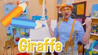 How To Draw A Giraffe ・ EASY ART FOR KIDS! | Blippi's Drawing Lesson #shorts