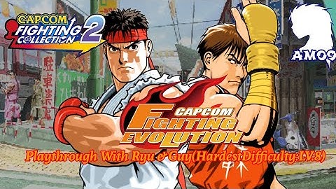 Capcom Fighting Evolution: Playthrough with Ryu&Guy (Hardest Difficulty-Level 8)