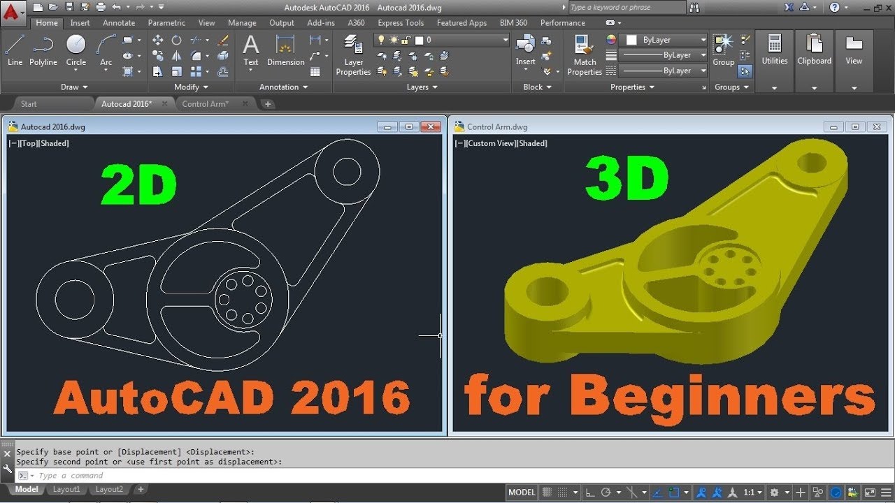 AutoCAD 2016 2D  3D Tutorial for Beginners - YouTube