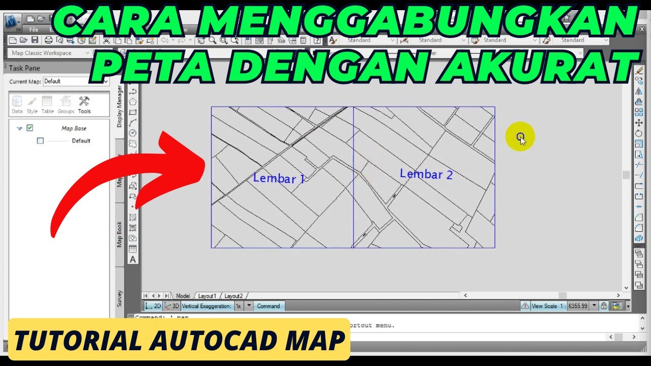 Cara Menggabungkan Peta Dengan AutoCAD Map YouTube