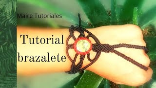 como hacer un brazalete tejido/diy macrame tutorial/piedra semi preciosa-serpentina