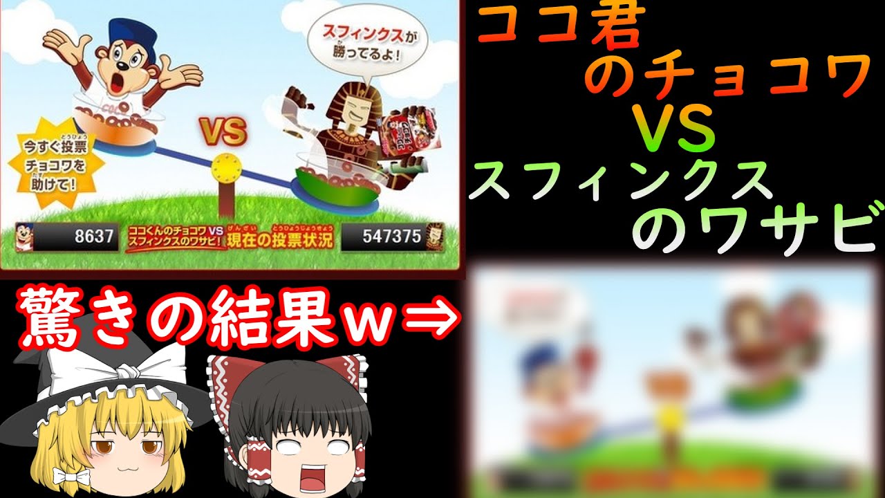 不正選挙 ココくんのチョコワ Vs スフィンクスのわさび 人気投票対決 2ch Youtube