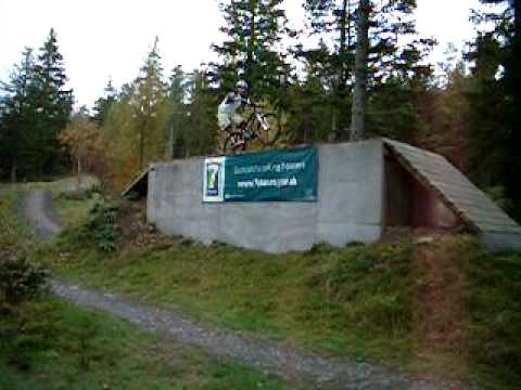 Baz on box at glentress park trying to manual 3