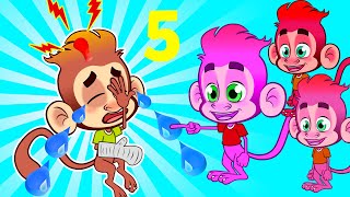 Five Little Monkeys Jumping On The Bed Nursery Rhyme | Fun and Educational Baby Song