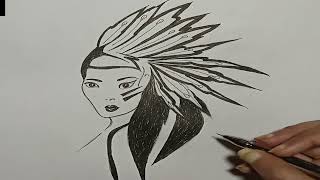 Native American War Bonnets Girl Lady | Draw