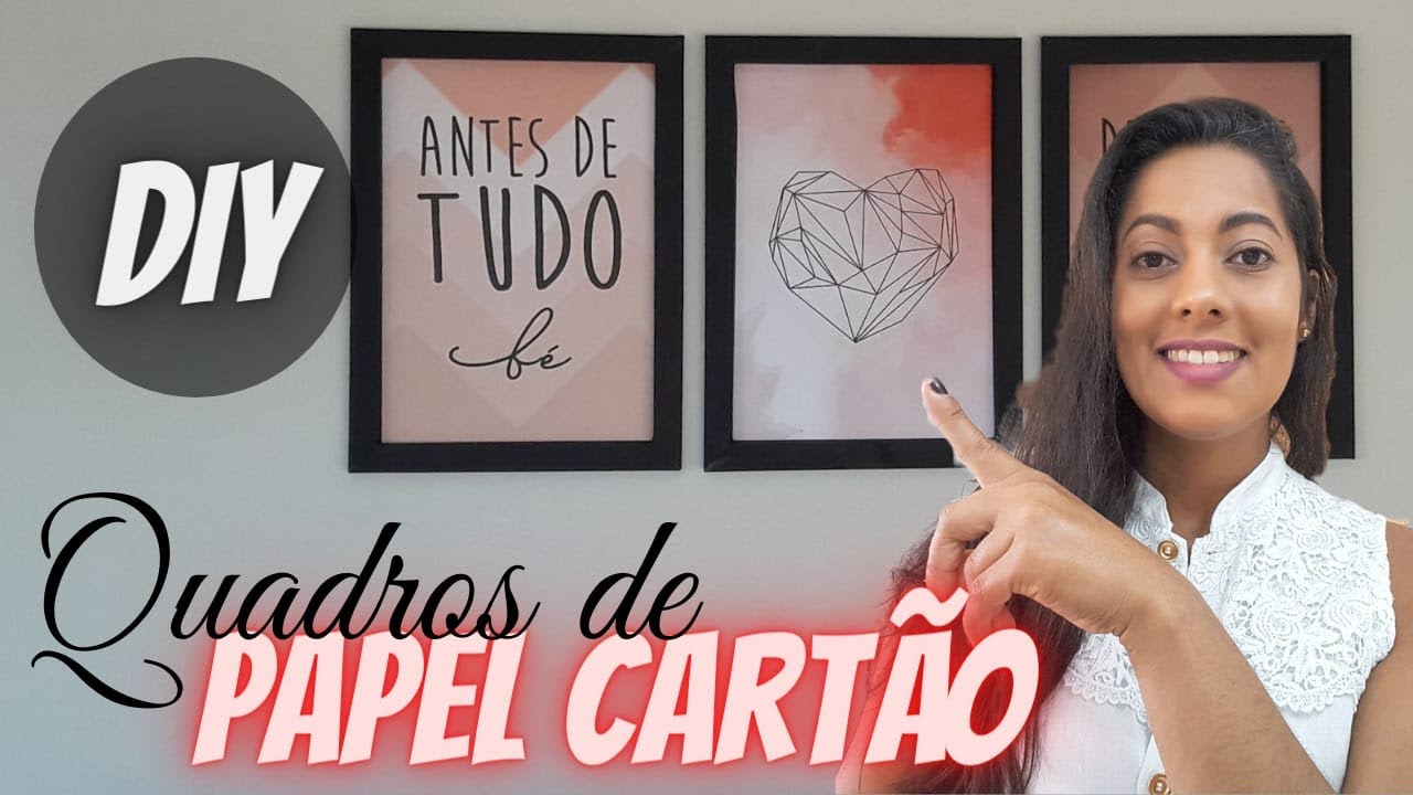 Diy faça você mesmo decoração para o quarto| COMO FAZER QUADROS DECORATIVOS DE PAPEL CARTÃO.