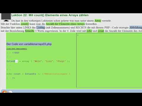 Lektion 22: Mit count() Elemente eines Arrays zählen