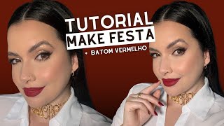 COMO FAZER MAQUIAGEM PARA FESTA COM BATOM VERMELHO