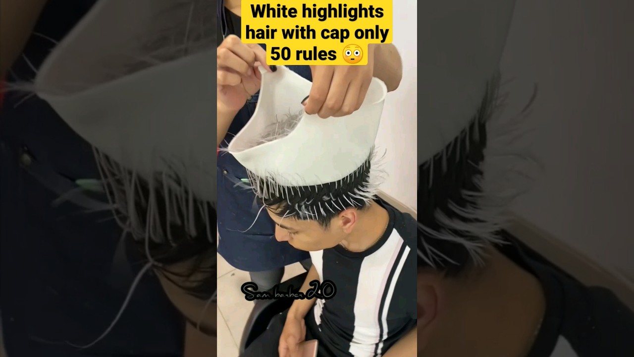 white highlights hair colour with cap only 50 rupes 😳😳