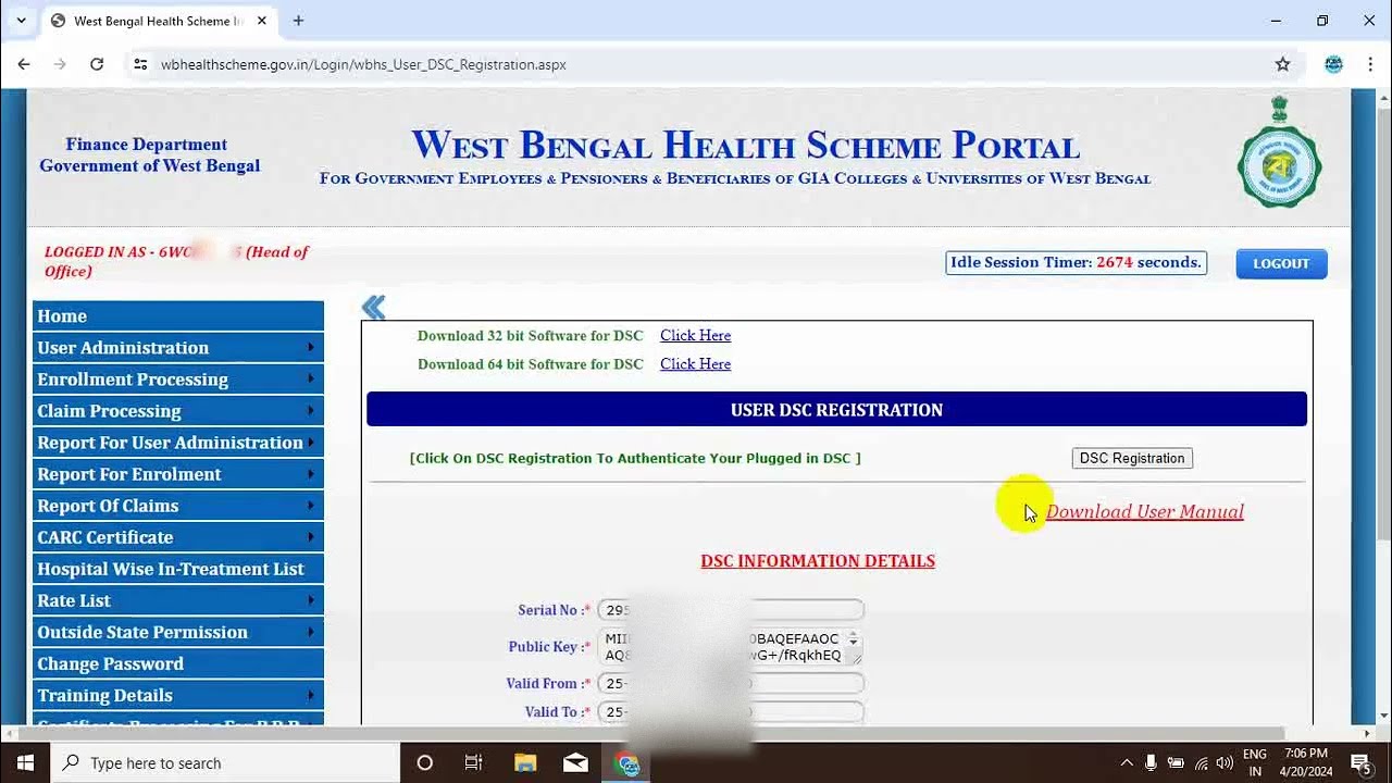 How to Registrar DSC in WBHS DSC Registration in West Bengal Health Scheme