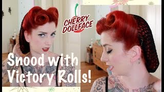 How to style a SNOOD! Victory Roll Vintage Hair by CHERRY DOLLFACE