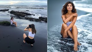 Natural Light Black Sand Beach Photoshoot in Bali, Behind The Scenes