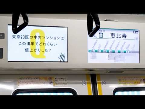 E233系7000番台宮ハエ121編成大崎駅発車・車内自動放送(大崎～恵比寿間)