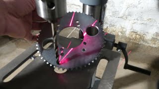 Drilling holes in a sprocket for my gokart