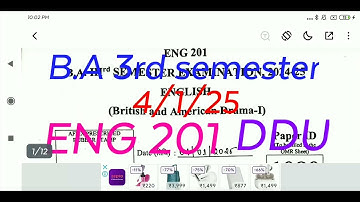 ENG 201 BA 3rd semester| ENG 201 answer key ddu