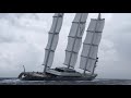 Maltese falcon superyacht sailing in sardinia on 30knts wind no editing handheld