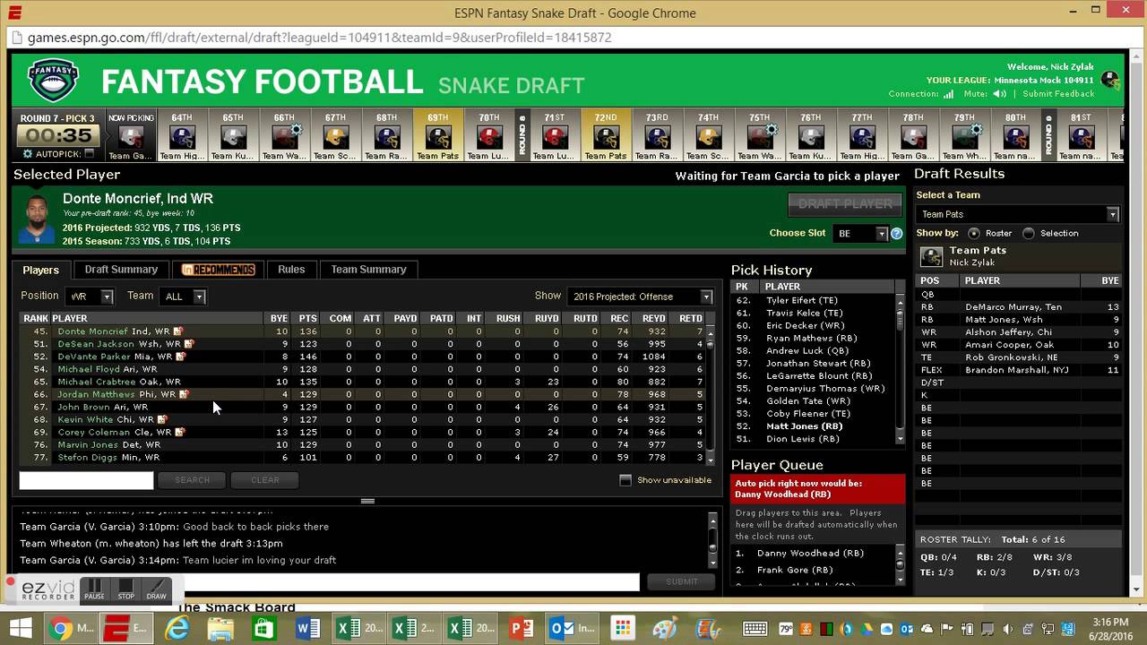 Live 2016 Fantasy Football Mock Draft: Drafting Gronk in the First?