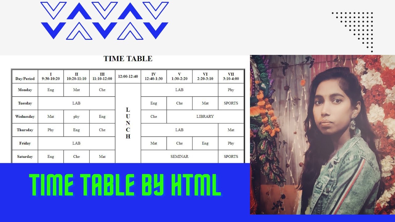 Learn to Time Table Project by HTML. - YouTube