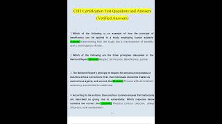 CITI CERTIFICATION TEST QUESTIONS AND ANSWERS 2022 2023 VERIFIED ANSWERS