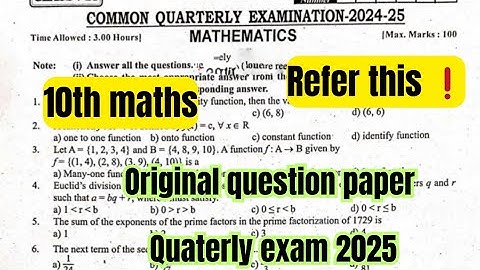 10th Maths quarterly question paper 2025