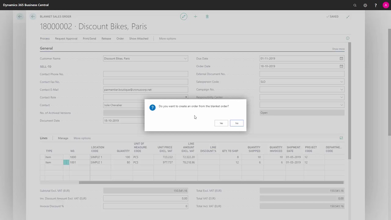 Using Blanket Sales Orders Microsoft Dynamics 365 Business Central Youtube