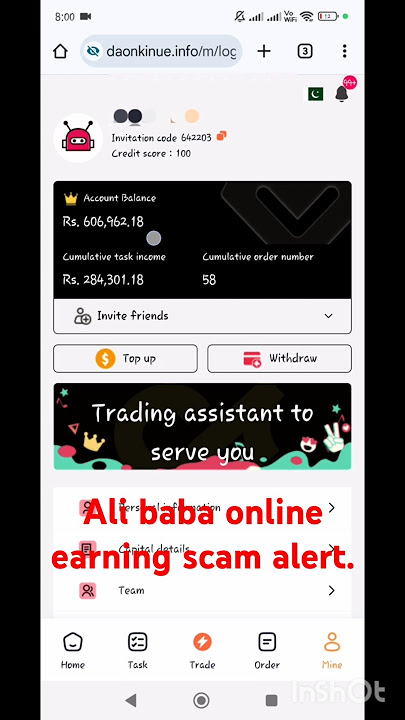 Ali Baba task based online earning a complete scam