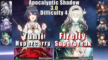 Apocalyptic Shadow 4 | E0S0 Yunli Hyper & E0S1 Firefly Superbreak | 3 Stars | Honkai: Star Rail