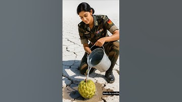 Lady Soldier planted a custard apple tree and saved it from drying up by watering it😭#ai #tree #save