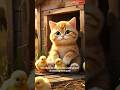 Heartwarming Story: Orange Tabby Cat Guides Chicks to Safety! #cat #cute #cats #dog #shorts