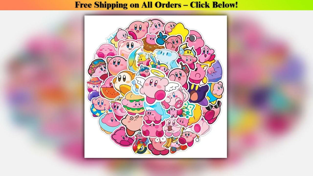 50PCS Game Kawaii Kirby Stickers Decals Classic Toys DIY Phone Luggage Guitar Car Cartoon Graffiti