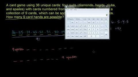 45. Ví dụ: tay với 9 lá bài | Xác suất và toán học tổ hợp | Giải tích cơ bản | Khan Academy