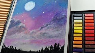 Drawing A Night Sky With Pastels - Trying out Soft Pastels from Wish and Faber-Castell