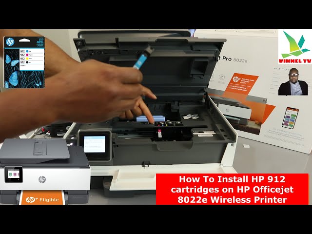 How To Install HP 912 Cartridges on HP Officejet 8022e All-In-One Wireless  /WIFI Printer 