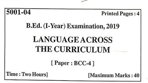 Patliputra University B.Ed.1st year Question 2019 course- Language across the curriculum Ppu