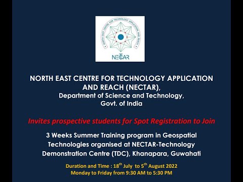 Training on Geospatial Technology w.e.f 18th July, to 5th August, 2022
