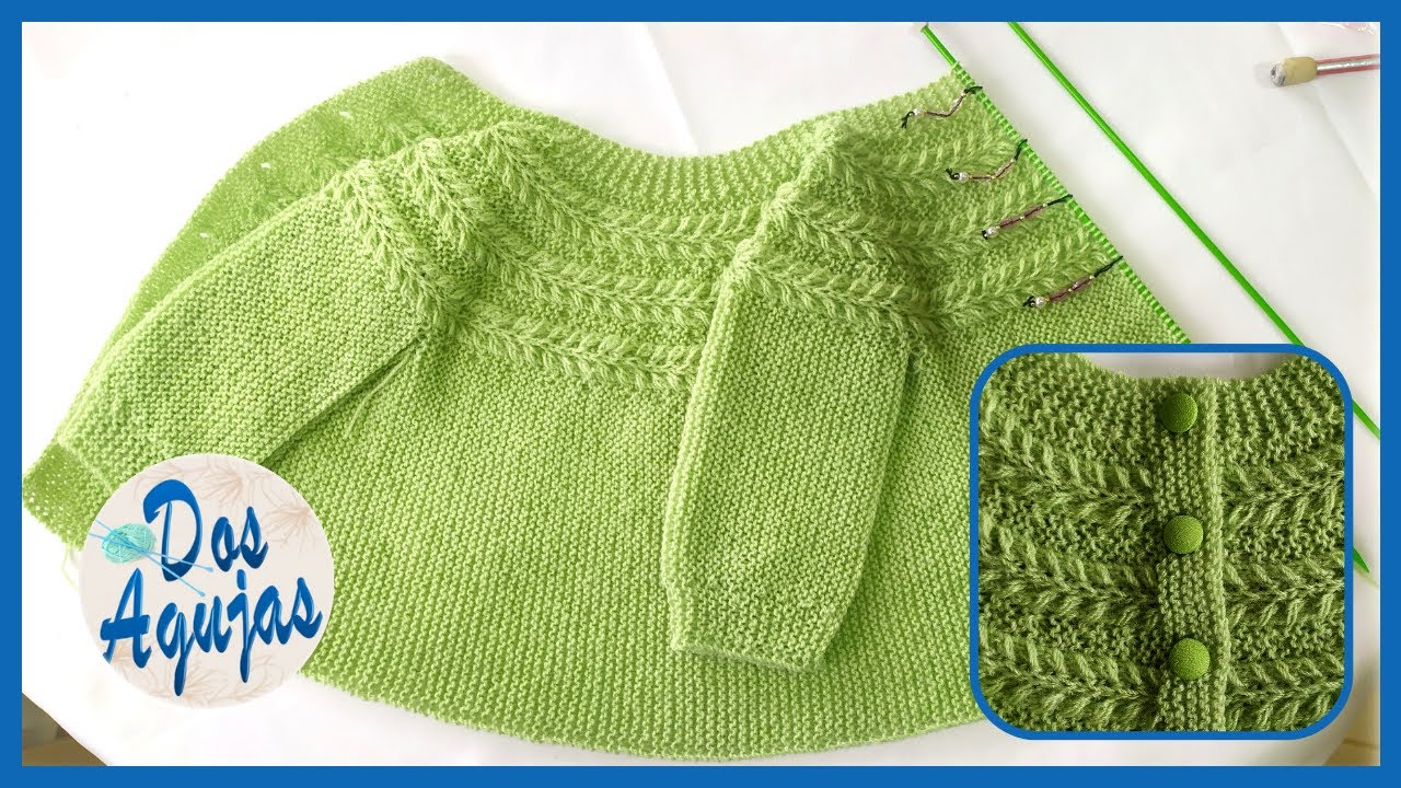 COMO TEJER HERMOSO CARDIGAN  PARA EDAD DE 1 AÑO EN DOS AGUJAS PARA ZURDOS PASO A PASO
