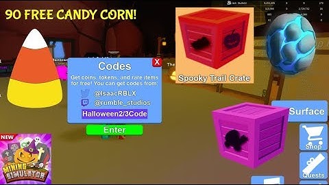 MINING SIM HALLOWEEN PART 2/3 UPDATE CODES!! || More Candy Corn!|| Roblox
