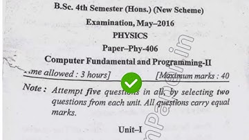 2016 Mdu BSc Physics Hons 4th Sem Computer Fundamentals & Programming Question Paper